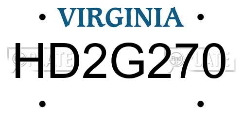 HD2G270 Virginia License Plate