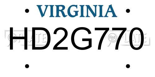 HD2G770 Virginia License Plate