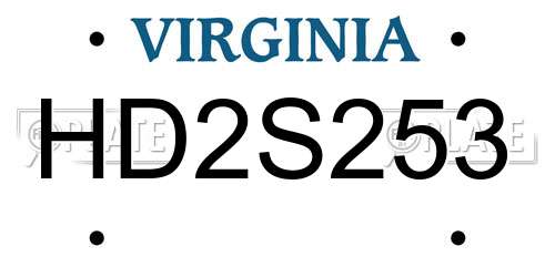 HD2S253 Virginia License Plate