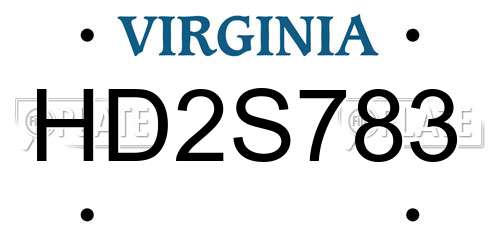 HD2S783 Virginia License Plate