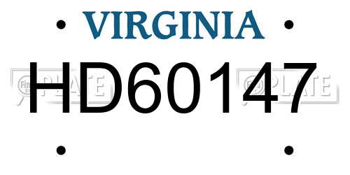 HD60147 Virginia License Plate
