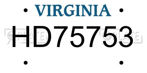 HD75753 Virginia License Plate