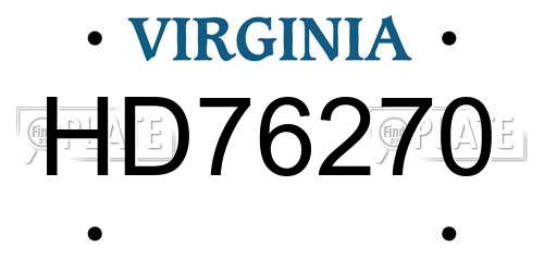 HD76270 Virginia License Plate