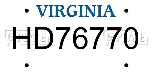 HD76770 Virginia License Plate