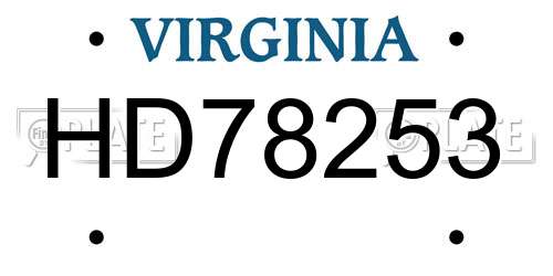 HD78253 Virginia License Plate