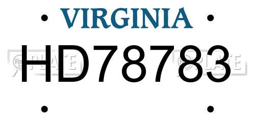 HD78783 Virginia License Plate