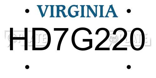 HD7G220 Virginia License Plate