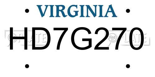 HD7G270 Virginia License Plate
