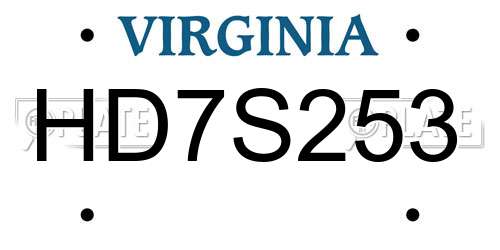 HD7S253 Virginia License Plate