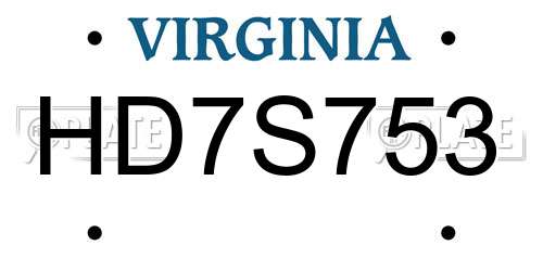 HD7S753 Virginia License Plate