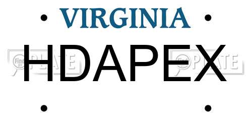 HDAPEX Virginia License Plate