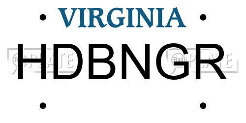 HDBNGR Virginia License Plate