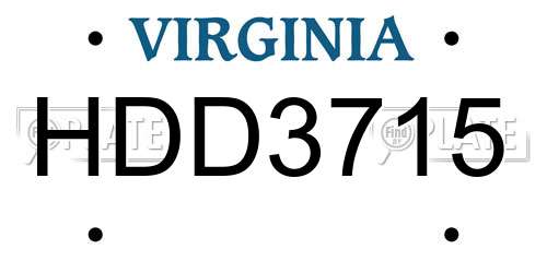 HDD3715 Virginia License Plate