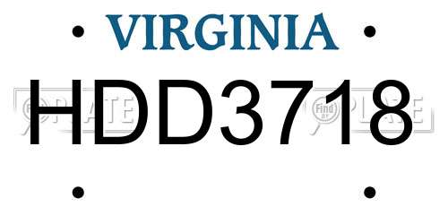 HDD3718 Virginia License Plate