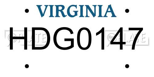 HDG0147 Virginia License Plate