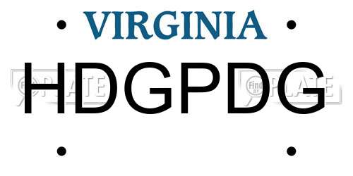 HDGPDG Virginia License Plate