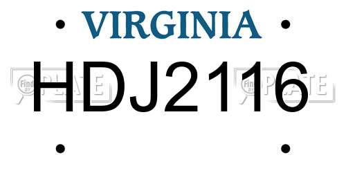 HDJ2116 Virginia License Plate