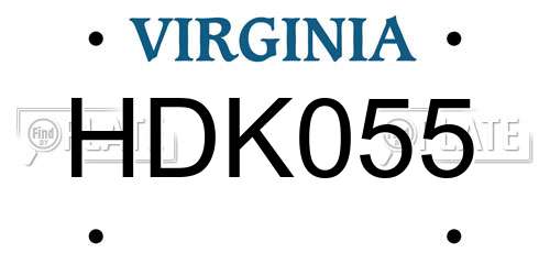 HDK055 Virginia License Plate
