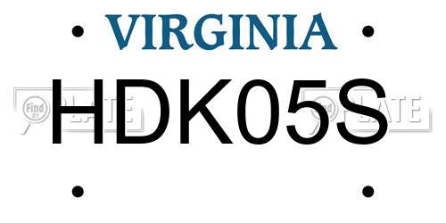 HDK05S Virginia License Plate