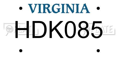 HDK085 Virginia License Plate