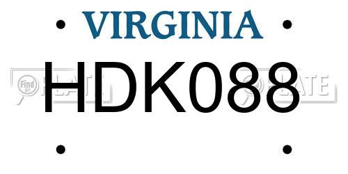 HDK088 Virginia License Plate