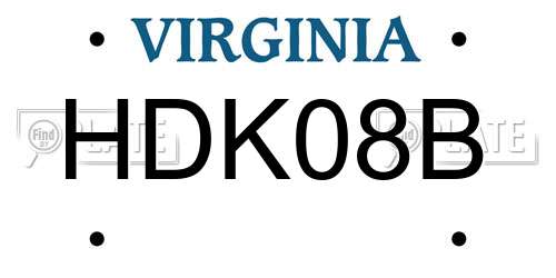 HDK08B Virginia License Plate