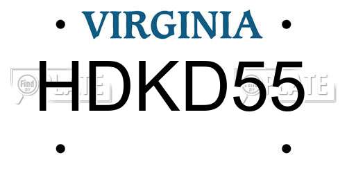 HDKD55 Virginia License Plate