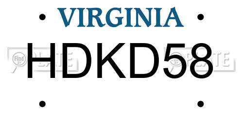 HDKD58 Virginia License Plate