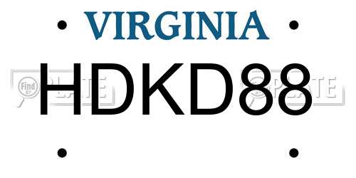 HDKD88 Virginia License Plate