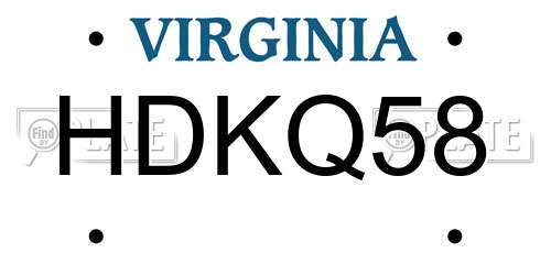 HDKQ58 Virginia License Plate