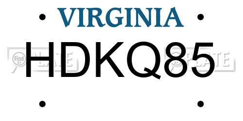 HDKQ85 Virginia License Plate