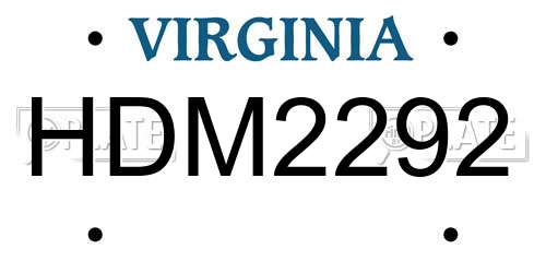 HDM2292 Virginia License Plate