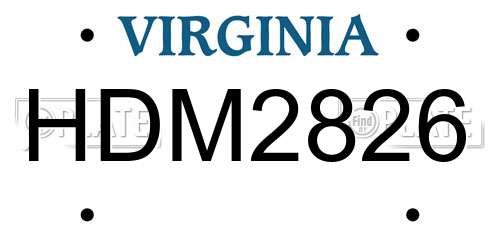 HDM2826 Virginia License Plate
