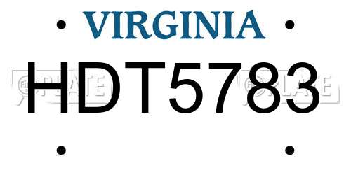 HDT5783 Virginia License Plate