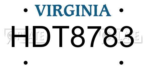 HDT8783 Virginia License Plate