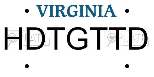 HDTGTTD Virginia License Plate