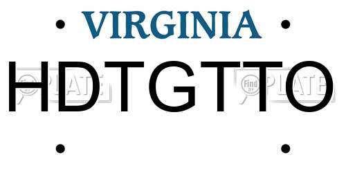 HDTGTTO Virginia License Plate