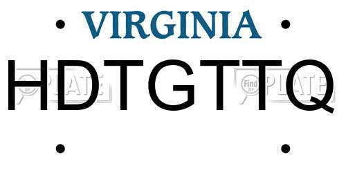 HDTGTTQ Virginia License Plate
