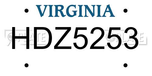 HDZ5253 Virginia License Plate