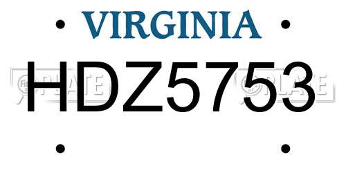 HDZ5753 Virginia License Plate