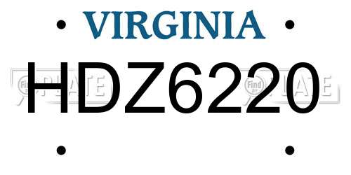 HDZ6220 Virginia License Plate