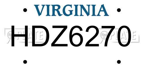 HDZ6270 Virginia License Plate