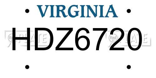 HDZ6720 Virginia License Plate