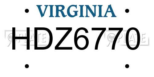 HDZ6770 Virginia License Plate