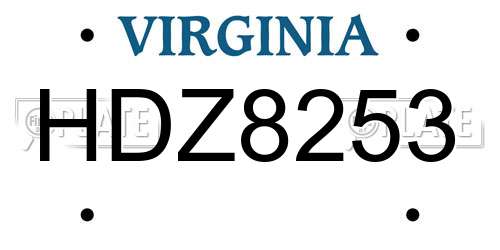 HDZ8253 Virginia License Plate