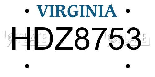 HDZ8753 Virginia License Plate