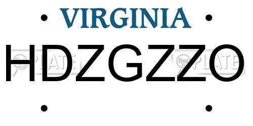 HDZGZZO Virginia License Plate