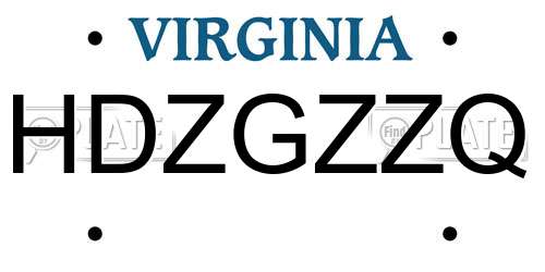 HDZGZZQ Virginia License Plate