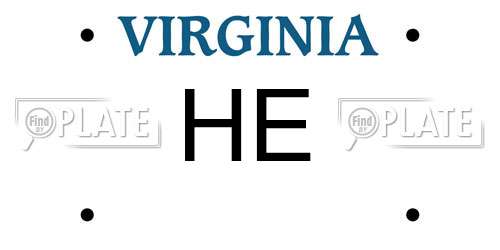 HE Virginia License Plate