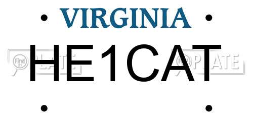 HE1CAT Virginia License Plate
